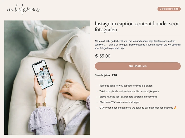 Deel je product link via je socials